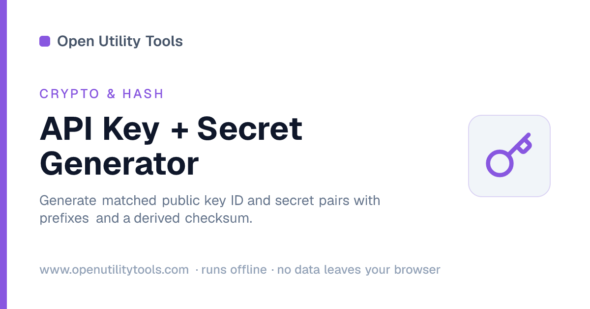 API Key + Secret Generator - Free Online — Open Utility Tools