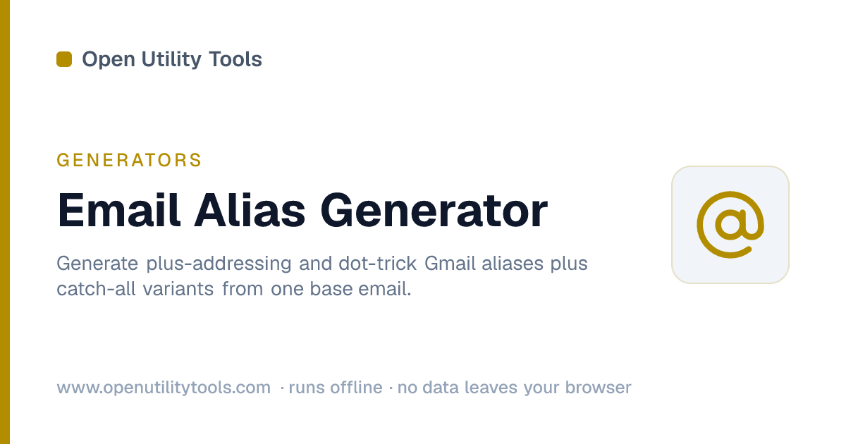 Email Alias Generator - Free Online — Open Utility Tools