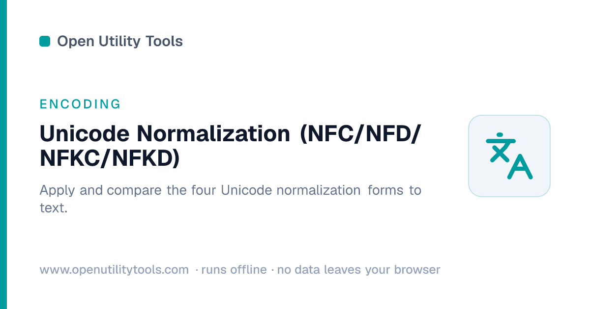Unicode Normalization (NFC/NFD/NFKC/NFKD) - Free Online Tool — Open ...