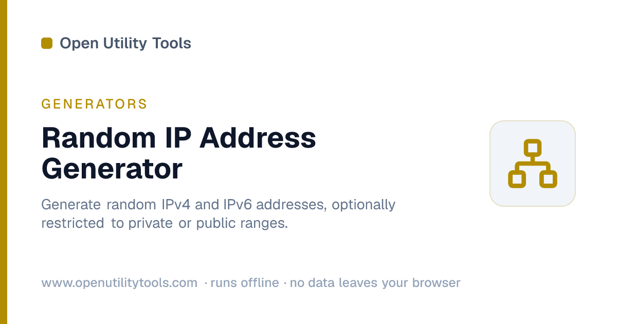 Ip Plan Generator Random IP Address Generator - Free Online — Open Utility Tools
