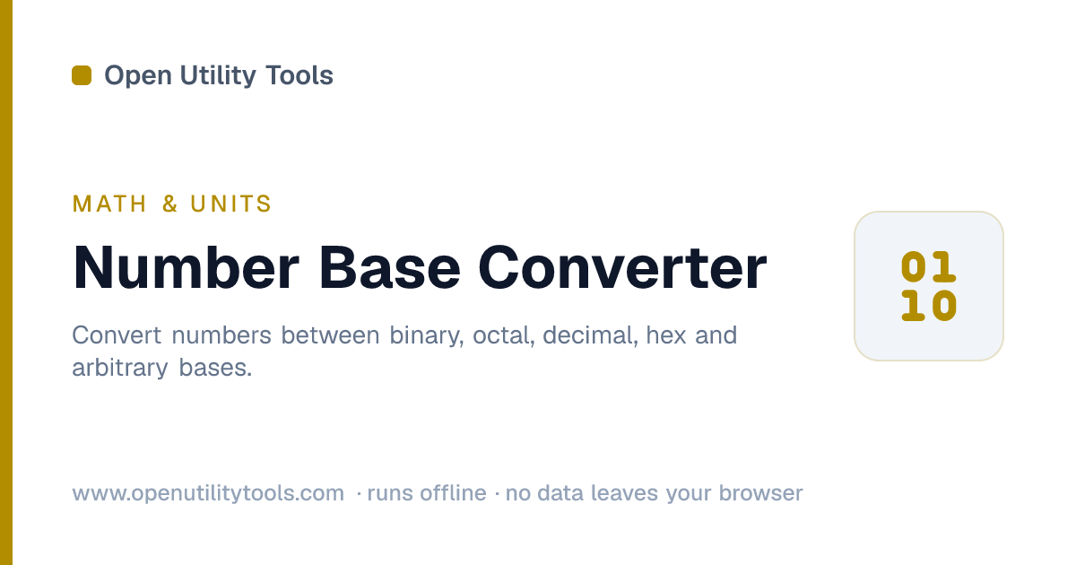 Number Base Converter - Free Online — Open Utility Tools